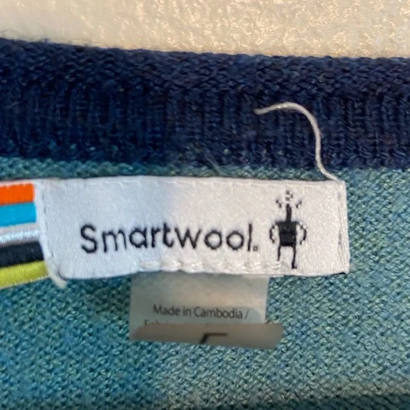 SMARTWOOL Shadow Pine Colorblock Wool Blend Crew Sweater Top - Picture 4 of 6